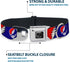 Dog Collar Seatbelt Buckle, Steal Your Face Lightning Bolt Repeat, Red White Blue, 18 to 32 Inches, 1.5 Inch Wide