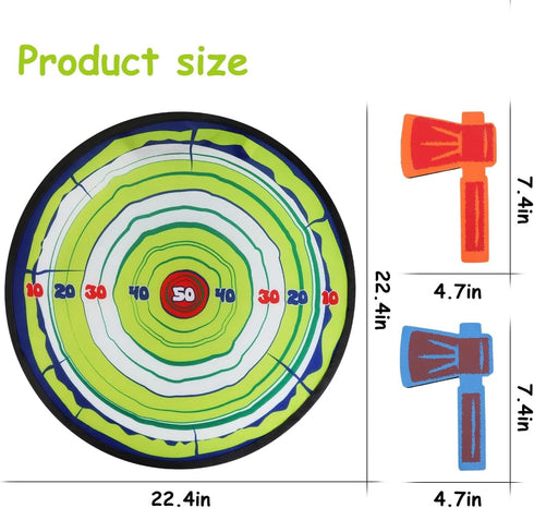 Foam Axe Throwing Game, Indoor Outdoor Toy with 4 Foam Axes and 22” Easy Fold Target for Kids and Adults