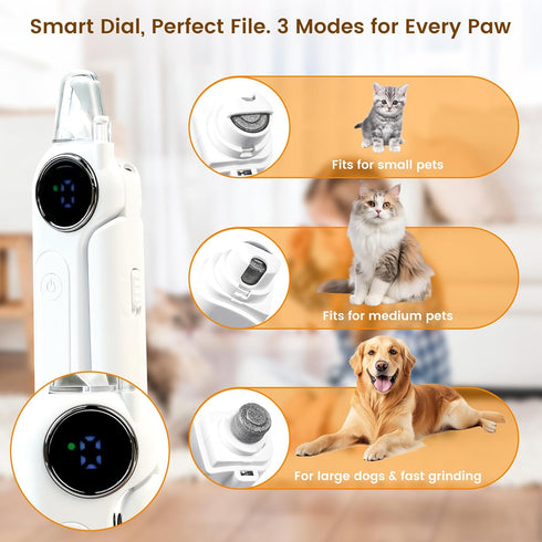 2-in-1 Trimming Dog Nail Clippers with Light & Digital Display Upgraded Pet Nail Grinder, Safety Guard, USB
