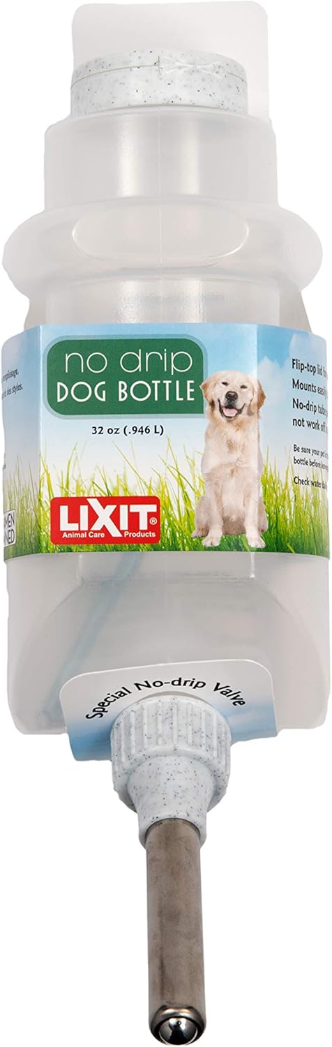 Lixit Top Fill NO-Drip Water Bottles for Dogs - 32 FL Oz, White