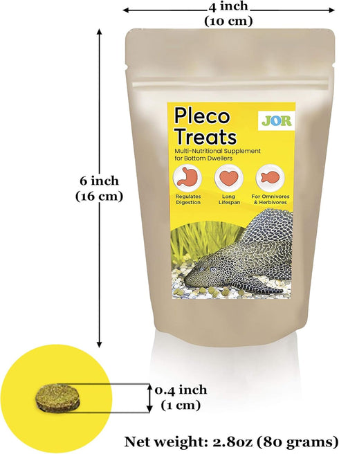 Pleco Treats, Disc-Shaped Supplement for Bottom Feeders, Strengthens Overall Development, 2.8 oz. per Pack