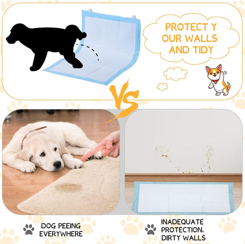 12 Pcs Wall Pee Pad Holder for Dog Potty Training, Sticky Clips for Hanging Pee Pads with 6 Strong Adhesive (White)