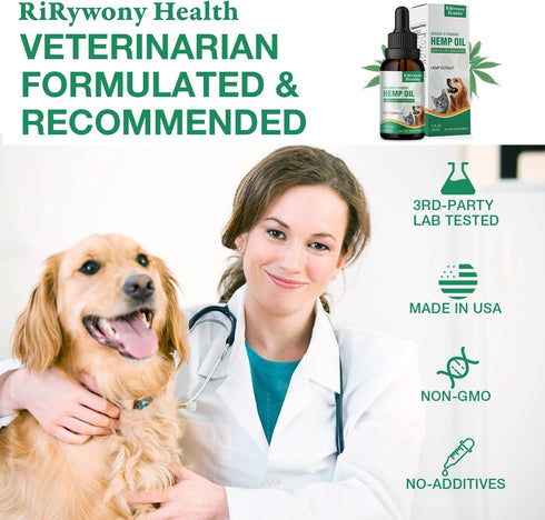 Hemp Oil for Dogs Cats, Pure Drops for Pain Anxiety Relief, Joint Support, Skin Health, Omega 3-6-9 Fatty Acids