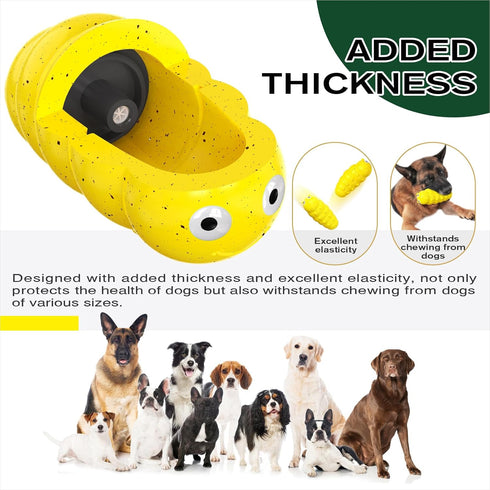 Dog Chew Toys for Aggressive Chewers - Indestructible Rubber Dog Toy for Tough Chewers, Yellow-Insect Design