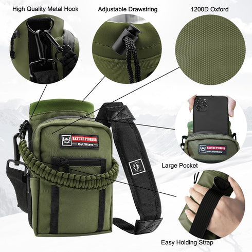 25/32/40oz 2 NATURE PIONEOR Water Bottle Holder with Adjustable Strap - Insulated Water Bottle Carrier Sling Sleeve