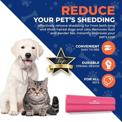 EasyGroomer Deshedding Brush for Dogs and Cats | Pink | Undercoat Tool for Large & Small Pets | Comb Removes Loose Fur