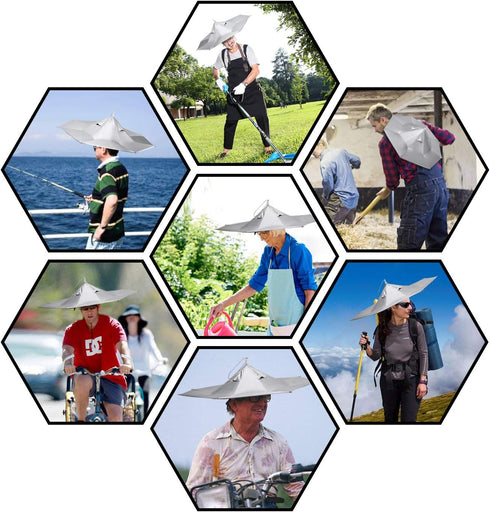 Umbrella Hat - Colorful Folding Sun Rain Cap for Beach, Party, Outdoor, Fishing, Hunting, Gardening, UV Protection