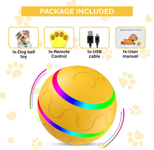 New Interactive Dog Toy Ball with Remote Control, Self Rolling USB Rechargeable Ball