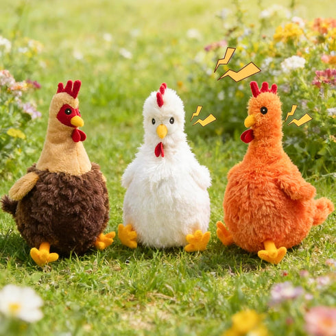 Squeaky Stuffed Dog Toys Fat Plush Chicken Chew Toy, Cute & Funny Interactive Puppy Toy for Small, Medium & Large