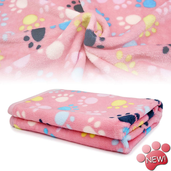 kiwitatá Flannel Throw Dog Blankets for Puppy & Cat, Soft Warm Fleece, Cute Paw Print Pet Sleep Mat (30"X41")