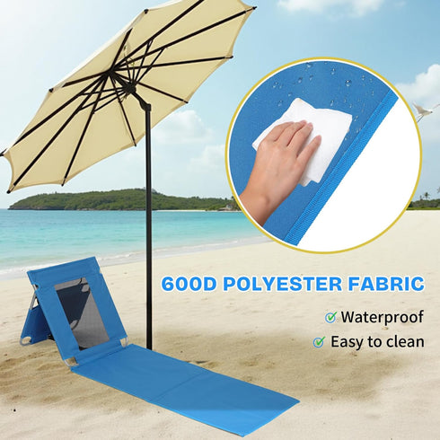 Ynredee Backpack Beach Chairs,Beach Mat Lounge Chair for Adults,Portable Lightweight Lounge Mat with Back,Adjustable