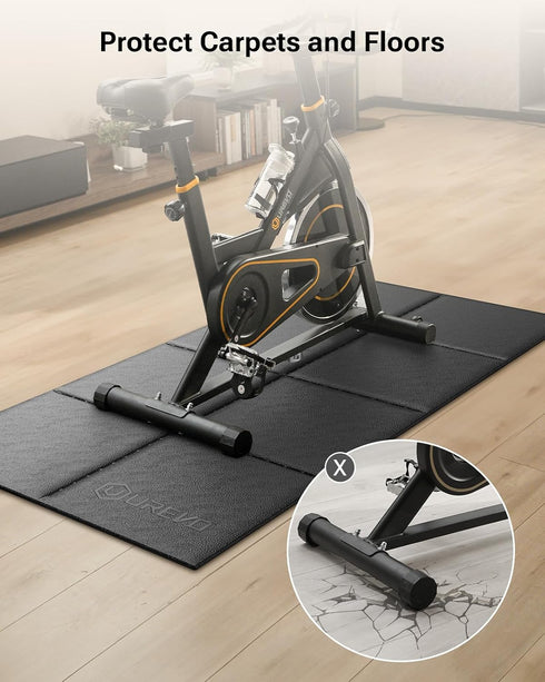 UREVO Foldable Treadmill Mat, Exercise Bike Mats for Home Gym Workout, Waterproof Non-Slip Exercise Equipment Mat Floor