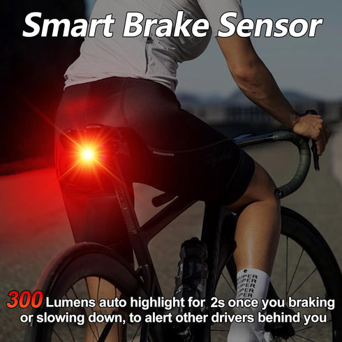 200 300 8 4 IP66 Cruxer Ultra Bright Bike Tail Light Lumen Compact Bicycle Rear Light, USB-C Rechargeable, Smart Brake