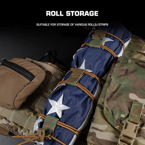 Tactical Flag Bungee Elastic Fastener Strap Shock Cord Retention Molle Webbing Loop Cord Lock Secure Plate Carrier Attachment by AZB
