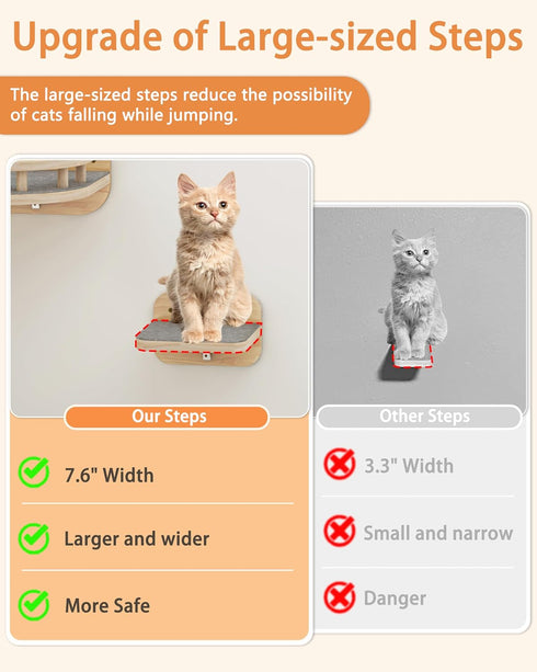 3 22 Lbs Megidok Cat Wall Furniture Corner Climbing Shelf Perches, Cat Bed Wall Mounted with Wide Steps,Modern Floating