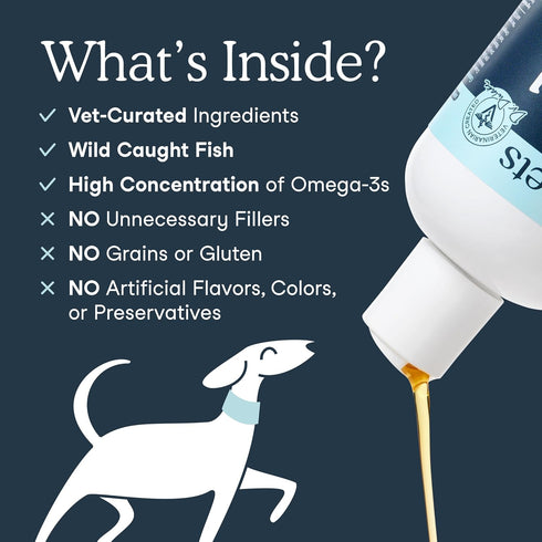 Fera Pet Organics Omega 3 Wild Caught Fish Oil for Dogs & Cats, 8 Oz, EPA & DHA Essential Fatty Acids, Vet Created