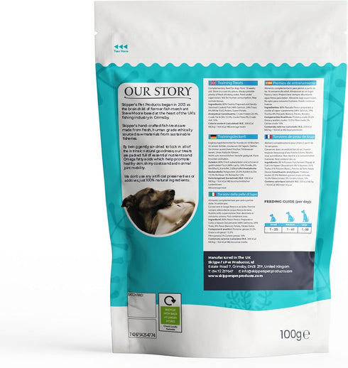 SKIPPER'S Fish Training Treats for Dogs - 80% Steamed Salmon & Trout, Grain Free Puppy Training Treats, All Natural Ingredients No Additives, Good for Digestion, Rich in Omega 3 | 3.5 Oz