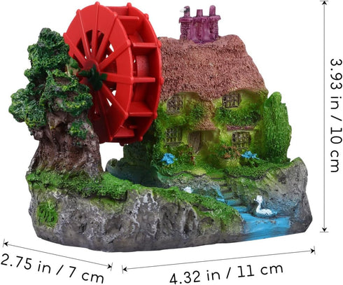 FRCOLOR Decor House Simulation Water Wheel, Miniature Aquarium Water Wheel Landscape Prop