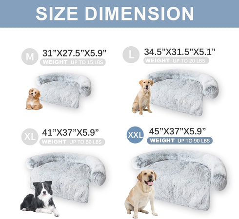 Tinaco Luxurious Calming Dog/Cat Bed Mats, Washable Removable Couch Cover, Plush Long Fur Mat, Waterproof Lining,
