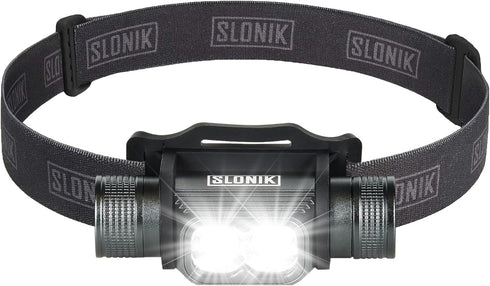 SLONIK Rechargeable Headlamp for Adults - 1000 Lumens Super Bright LED Flashlight, IPX8 Waterproof
