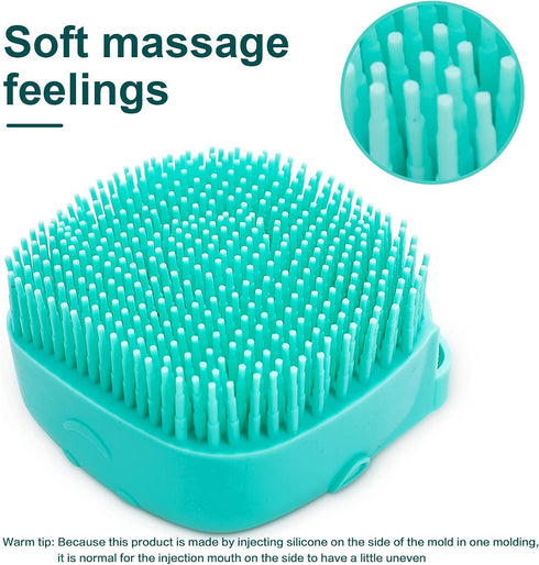 Dog Bath Brush, Pet Massage Shampoo Dispenser, Soft Silicone Rubber Bristle Brush for Dogs and Cats Shower Grooming