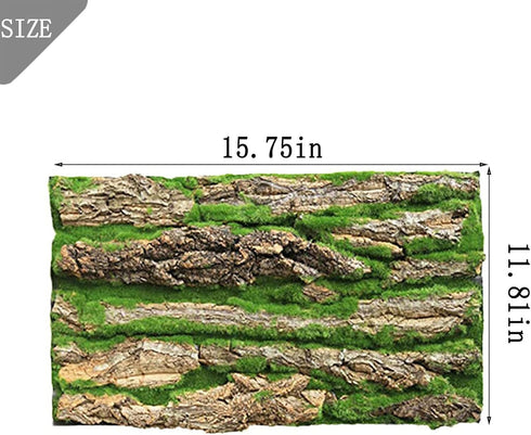 PINVNBY Reptile Cork Terrarium Background, Natural Bark Backdrop with Artificial Moss, 15.75"×11.8"