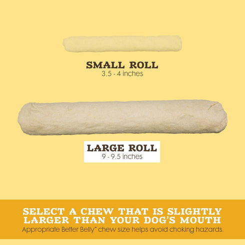 Better Belly Highly Digestible Rawhide Dental Chews, 4 Count - No Artificial Colors or Flavors for Dogs