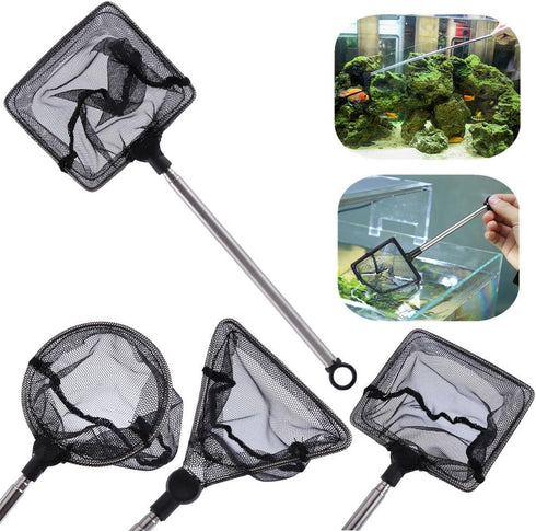 Fishing Landing Net, Mini Adjustable Telescopic Fish Skimming Net for Aquarium Fishbowl