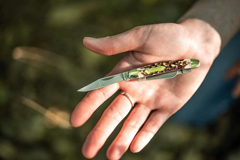 Uncle Henry Next Gen Staglon 807UHCP JR Folding Knife, 3-Blade with Staglon Handle
