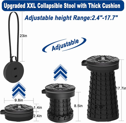 2026 45cm 440 Upgraded Collapsible Stool with Cushion, Maximum Loading Pounds, Portable and Lightweight Adjustable