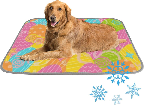 imiBBWQu Dog Cooling Mat Colorful Easter Eggs Kuehlmatte Fuer Hunde Washable Forever Cool
