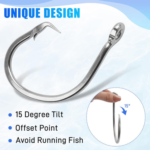 18/0-28/0 Giant Fishing Hooks Tuna Circle Hooks Stainless Steel Big Game Saltwater Fishing Hooks Extra Strong Short