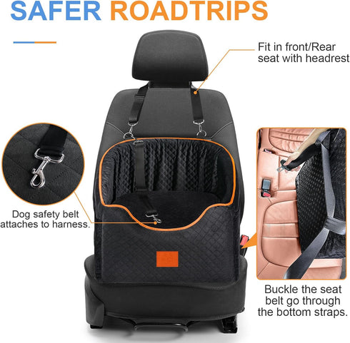 XIEEAOZEE 35 lbs, Dog Car Seat for Small Dogs, Memory Foam Booster Dog Seat for Dogs up to Elevated Pet Car Seat