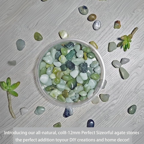 8-12mm 2LBS Green Agate Stones Polished Tumbled Pebbles Crystals Top Soil Hydroponics Rocks for Plants, Fish Tank, DIY