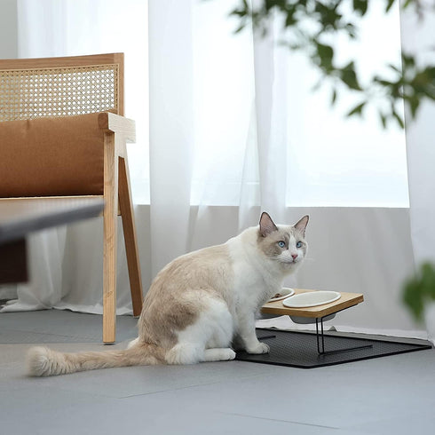 FUKUMARU 2PCS Ceramics Pet Bowl Set, Microwave Heating Food Bowls, Replacement Bowl for Cat & Dog Food and Water