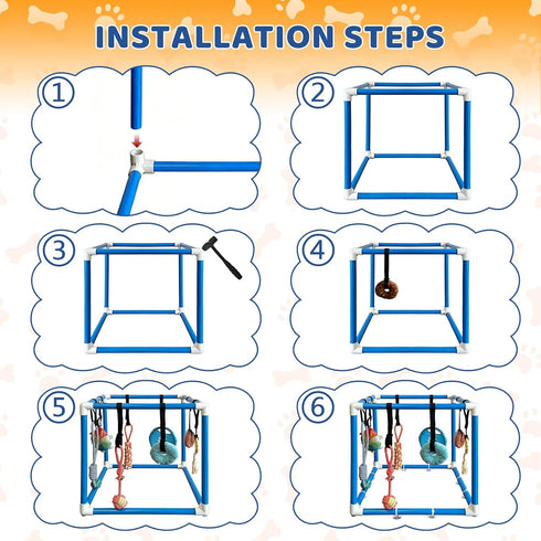 8 (Blue,19.6 19.6 19.6 inch) Puppy Play Gym with Hanging Toys Indoor Play Gym Interactive Dog Toys for Boredom