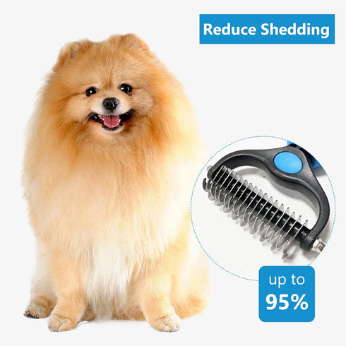 Shudyear Dog Grooming Brush and Metal Comb, Cat Brush Deshedder for Long Matted Haired Pets