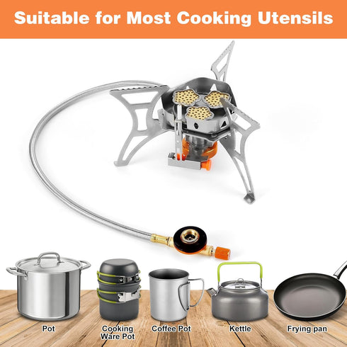 WADEO 5800W Windproof Camping Stove, Portable Gas Stove with Piezo Ignition for Outdoor Backpacking and Hiking
