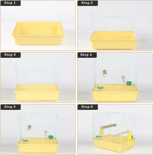 Portable Bird Cage for Small Birds - Parrot Lovebird Carrier for Travel with Food Box & Water Fountain