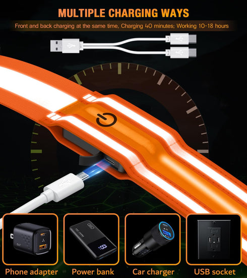 LED Belt Reflective Sash for Night Walking, Adjustable High Visibility Running Safety Gear with Phone Bag