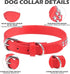 BINGPET Adjustable Leather Dog Collar, Real Split PU Leather Studded Pet Collar for Small Medium Large Dogs - RED L