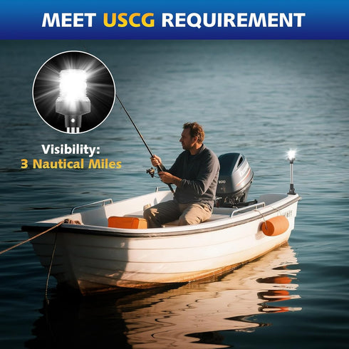 12 Inches IP67, Anchor Light Stern Light for Boats, White Boat Navigation Lights LED Waterproof Rear LED Marine Running