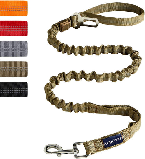 AUROTH Heavy Duty Bungee Dog Leash - No Pull Leash for Medium Large Dogs with 2 Padded Handles, 4.5FT 6FT