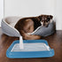 ULTECHNOVO Dog Potty Tray with Wall Post: Indoor Puppy Training Toilet Blue Plastic Mesh Grate, Pee Pad Holder for Male