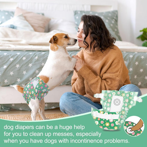 Hole(Green,12XXS) Pet Soft Dog Diapers Female, Disposable Female Dog Diaper, Doggie Diapers for Cat Puppy