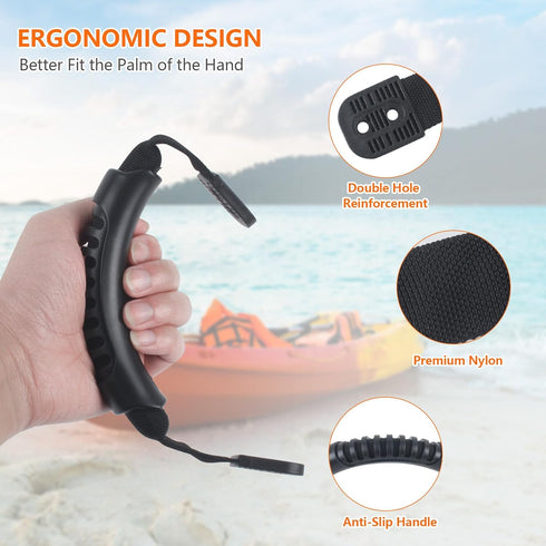 ORLANG Kayak Carry Handles, 2-Hole Replacement Handles with Screws for Canoe, Boat, Black/Orange