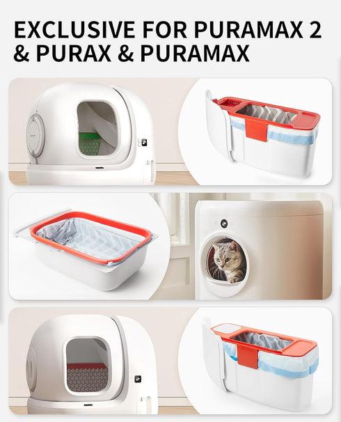 Bags-1 PETKIT PuraX PuraMax Replaced Waste Roll, Portable Cat Litter Waste Receptacles Bags for Self-Cleaning Cat