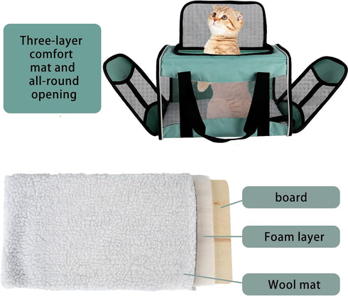 Cat Carrying Case - Soft Sided Pet Carrier for Up to 30Lbs, Portable Travel Carrier with Removable Fleece Pad,