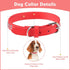 BINGPET Adjustable Leather Dog Collar, Real Split PU Leather Studded Pet Collar for Small Medium Large Dogs - RED L