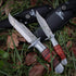 Mossy Oak Fixed Blade Bowie Knife, 2-Piece Hunting Knife with Leather Handle and Laser Pattern Sheath Included